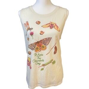 Garden Girl Women’s Size M Nature Insect Moth Graphic Bookish Tank